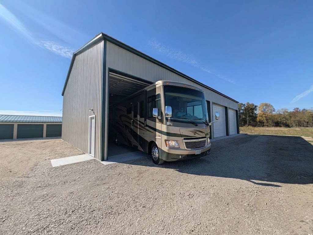Motorhome parked in a bay of the new indoor RV storage building at Jim's Lockers